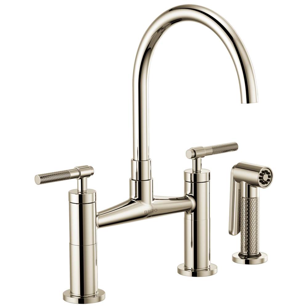 Litze  Bridge Faucet with Arc Spout and Knurled Handle
