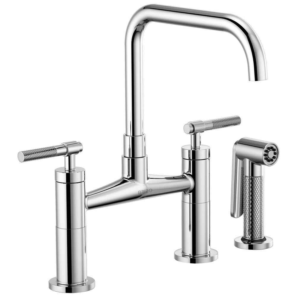 Litze  Bridge Faucet with Square Spout and Knurled Handle