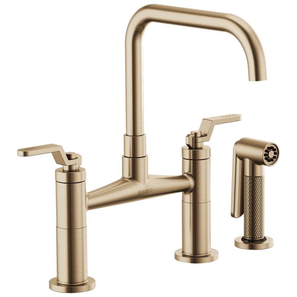 Litze  Bridge Faucet with Square Spout and Industrial Handle