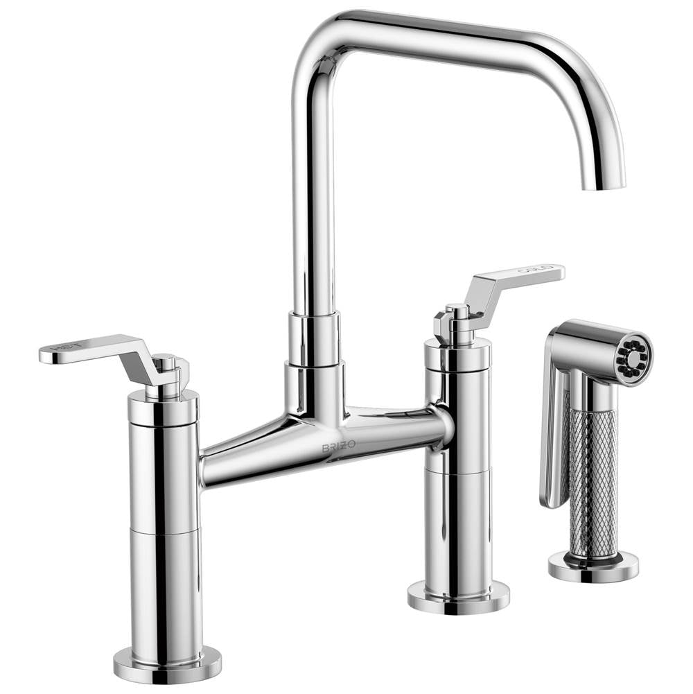 Litze  Bridge Faucet with Square Spout and Industrial Handle
