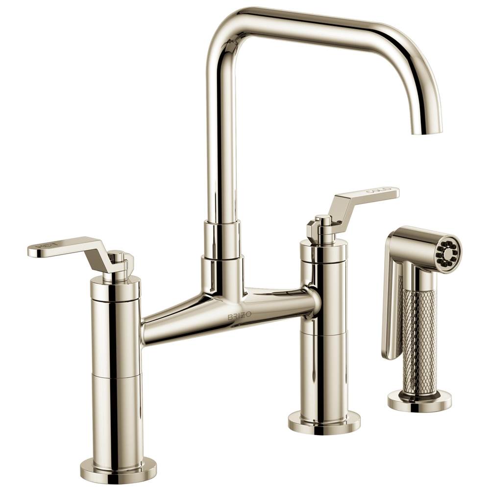 Litze  Bridge Faucet with Square Spout and Industrial Handle