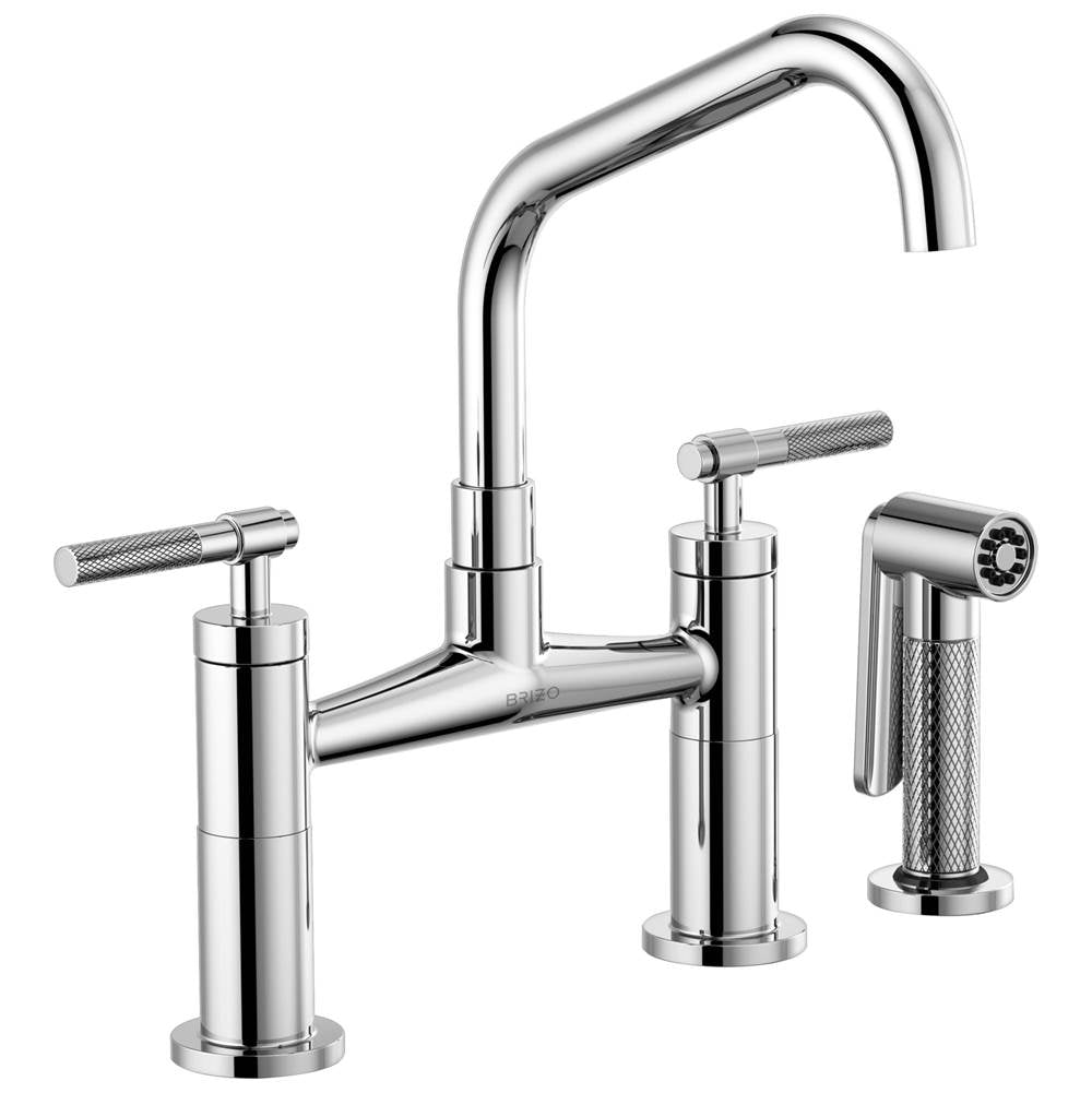 Litze  Bridge Faucet with Angled Spout and Knurled Handle