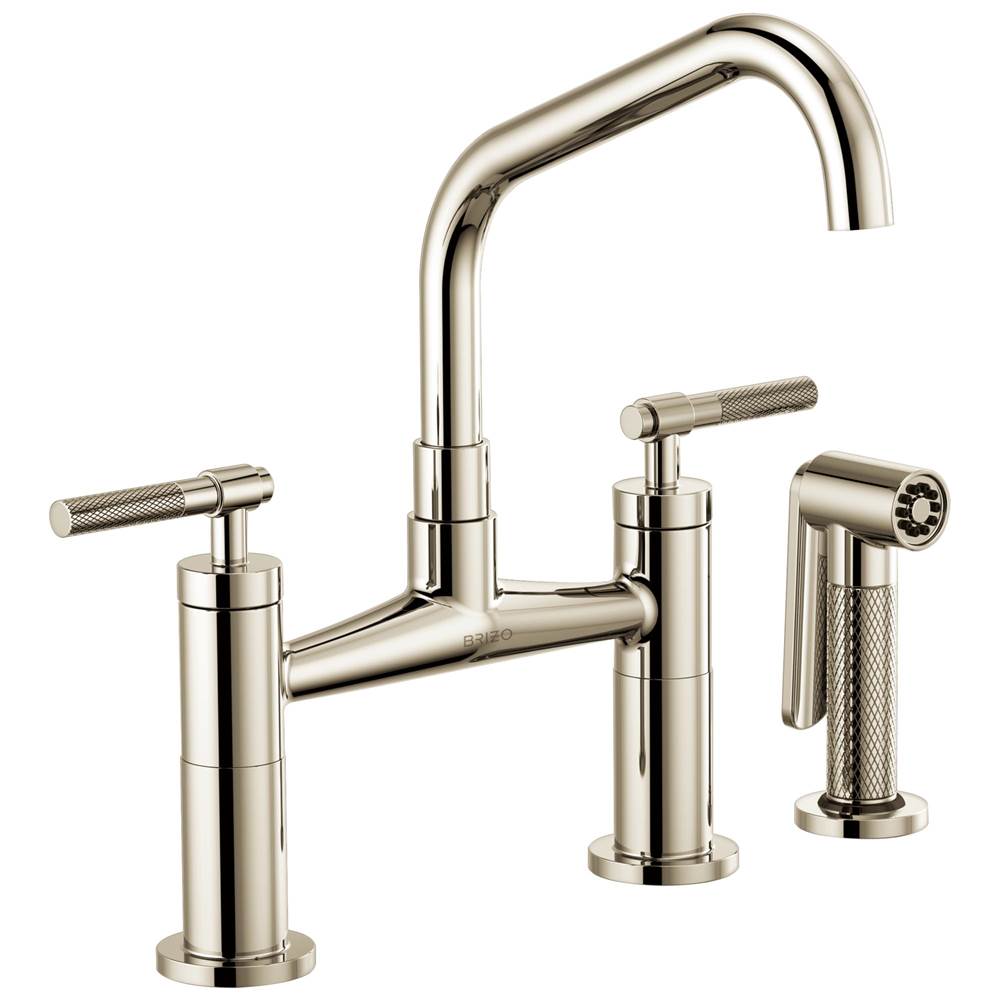 Litze  Bridge Faucet with Angled Spout and Knurled Handle