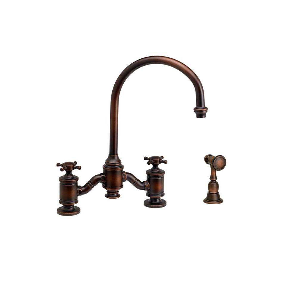 Hampton Bridge Faucet - Cross Handles w/ Side Spray