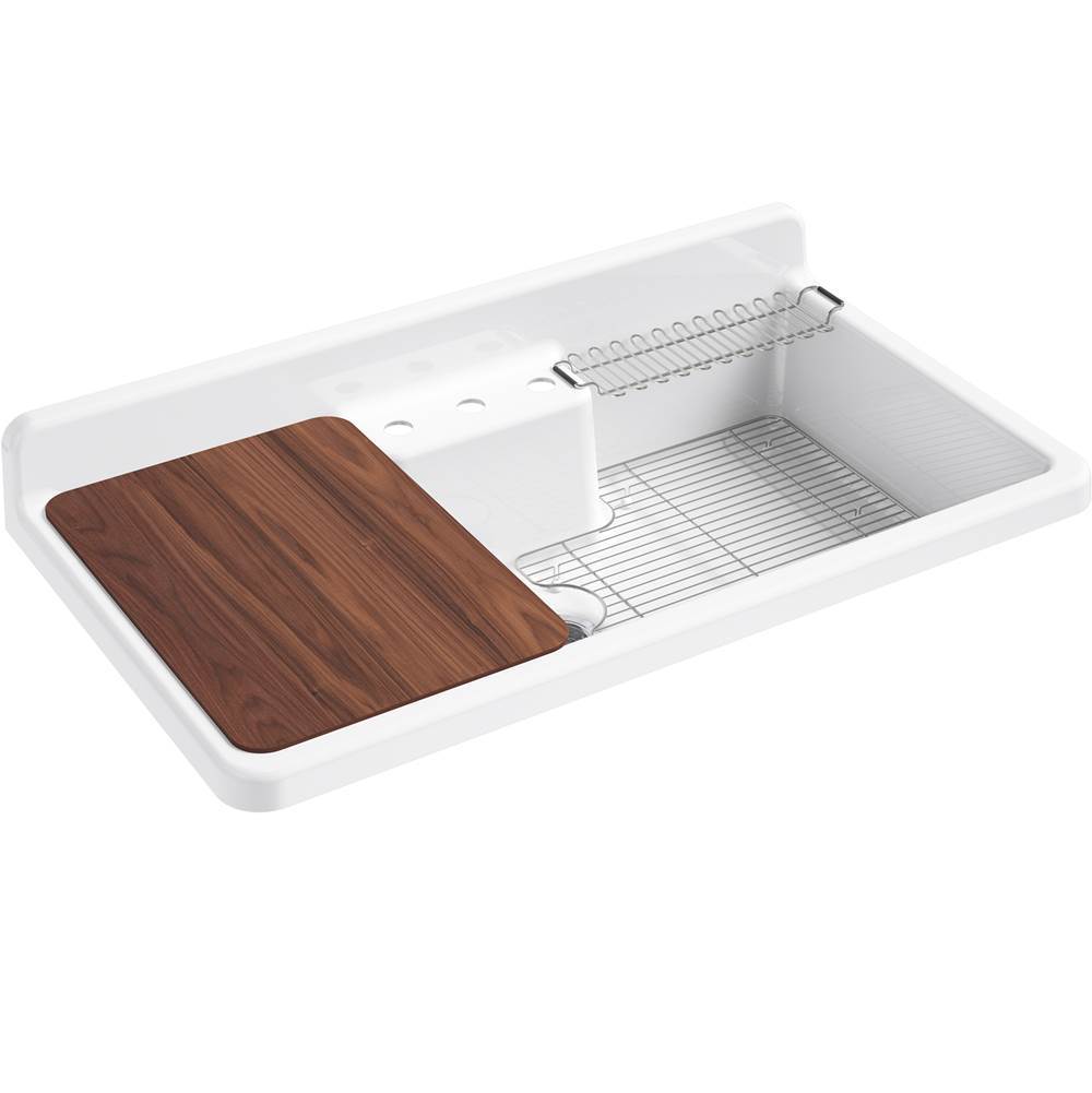 Farmstead  45" top-/wall-mount single-bowl workstation farmhouse kitchen sink