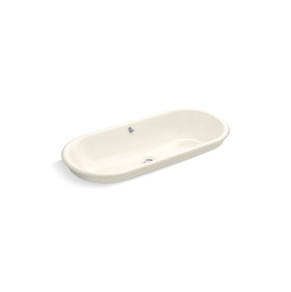 Iron Plains  33" oval drop-in/undermount/vessel bathroom sink with Biscuit painted underside