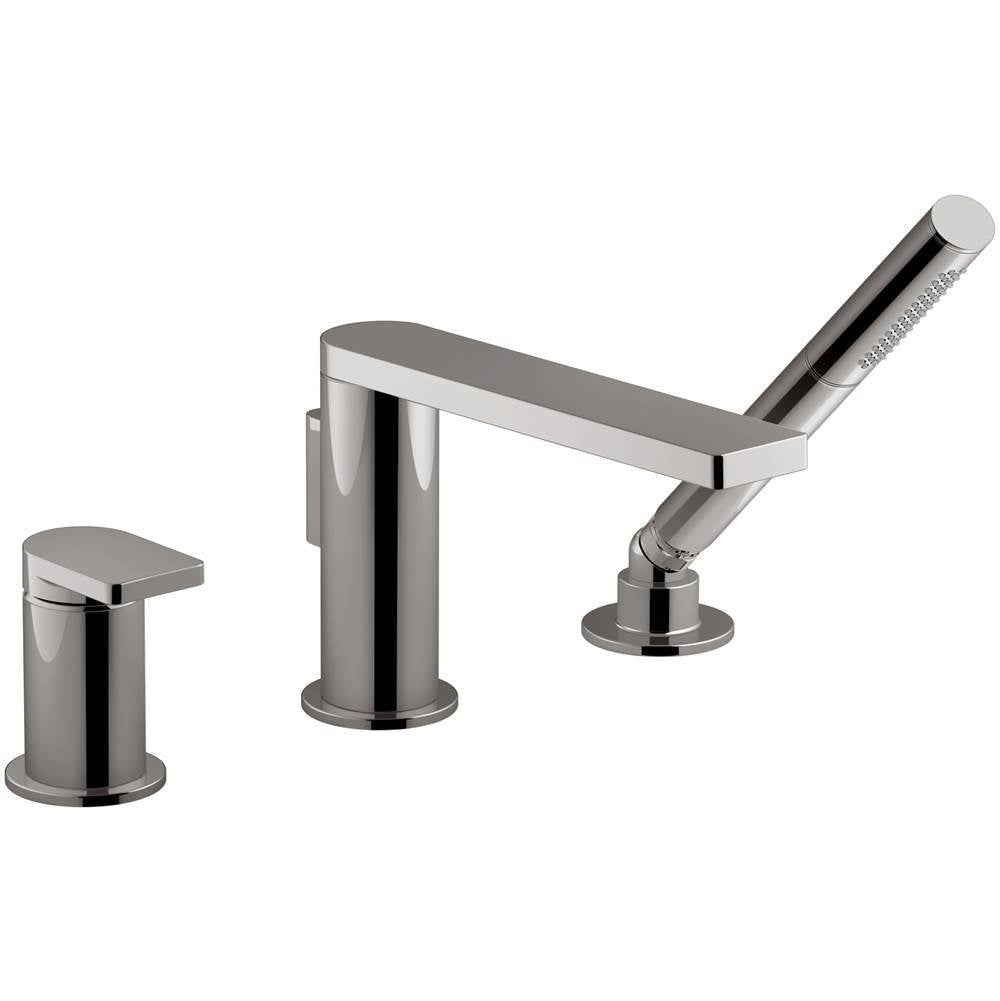 Composed  Deck-mount bath faucet with handshower