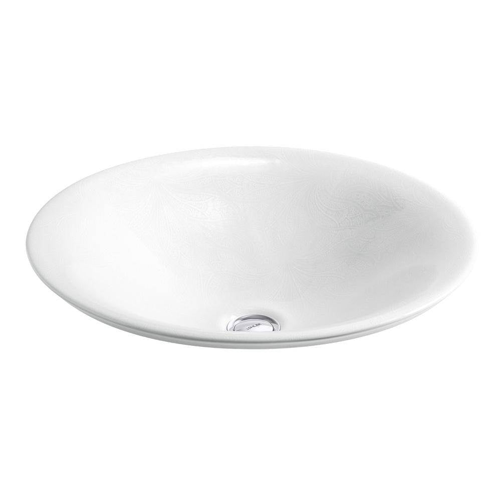 Sartorial Paisley Carillon  17-1/2" round drop-in bathroom sink, no overflow