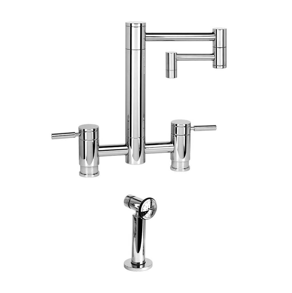 Hunley Bridge Faucet - 12" Articulated Spout w/ Side Spray