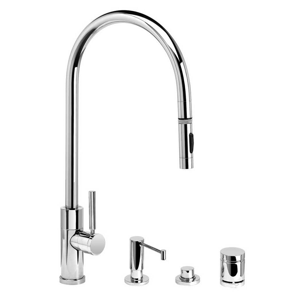 Modern Extended Reach PLP Pulldown Faucet - Toggle Sprayer - 4pc. Suite