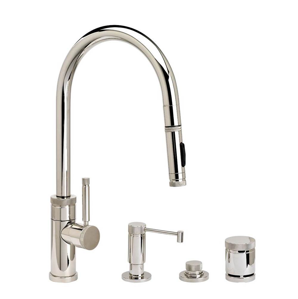 Industrial PLP Pulldown Faucet - Toggle Sprayer - Angled Spout - 4pc. Suite