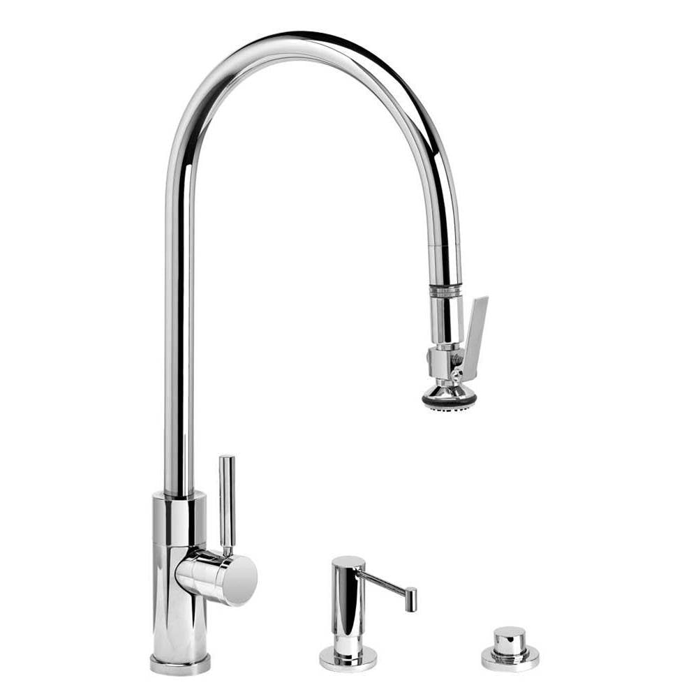 Modern Extended Reach PLP Pulldown Faucet - Lever Sprayer - 3pc. Suite