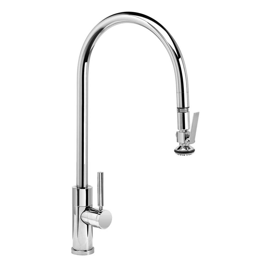 Modern Extended Reach PLP Pulldown Faucet - Lever Sprayer