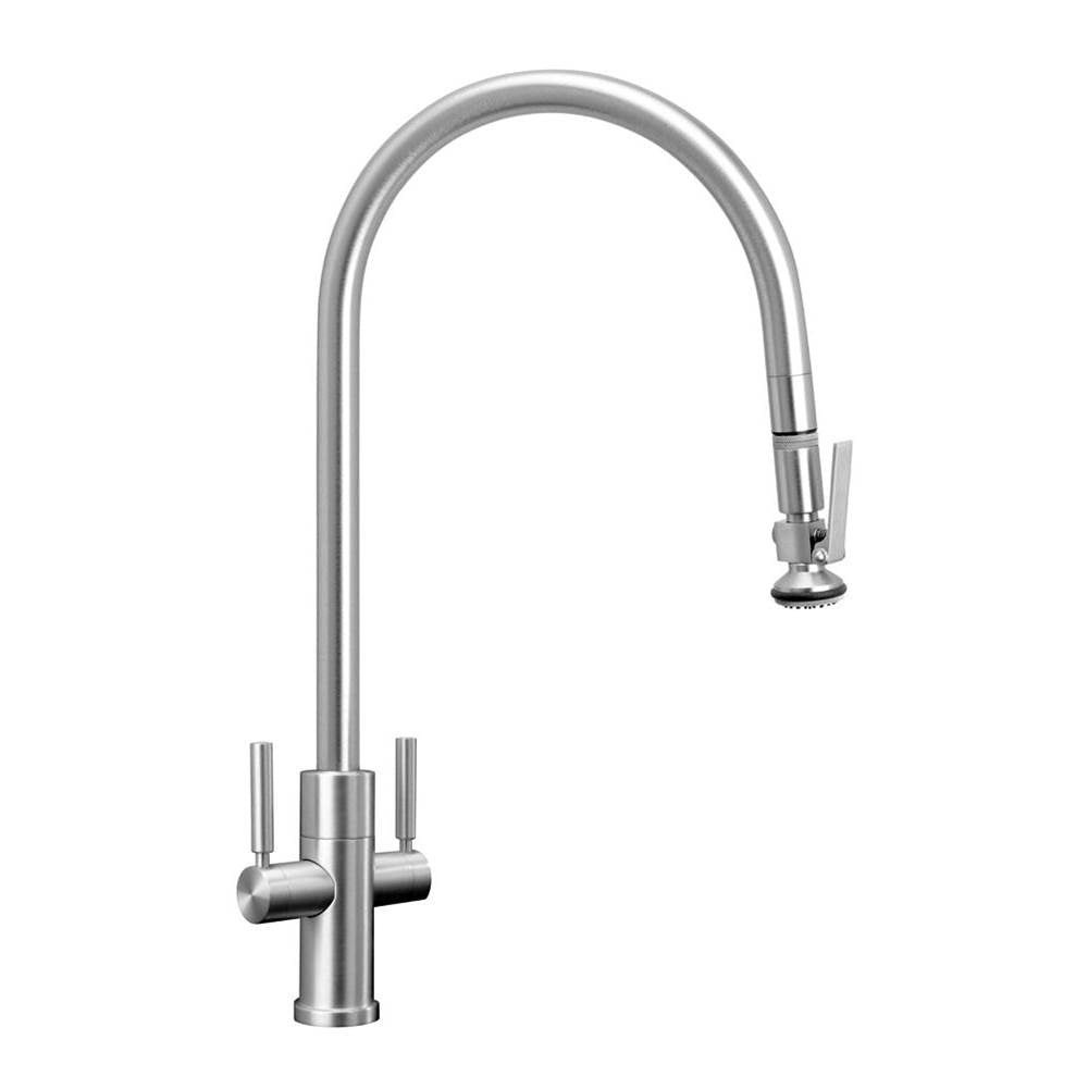Modern Extended Reach 2 Handle PLP Pulldown Faucet - Lever Sprayer