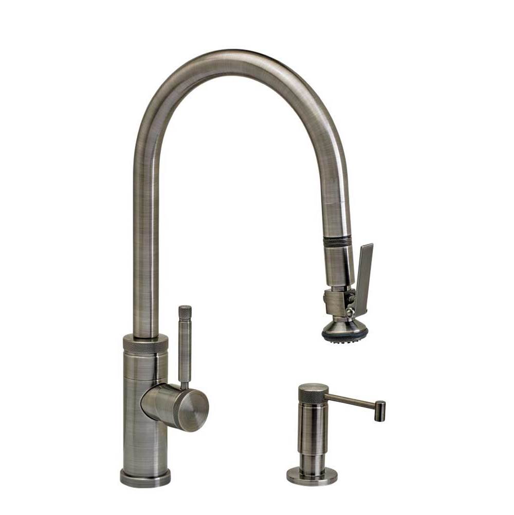 Industrial PLP Pulldown Faucet - Lever Sprayer - Angled Spout - 2pc. Suite