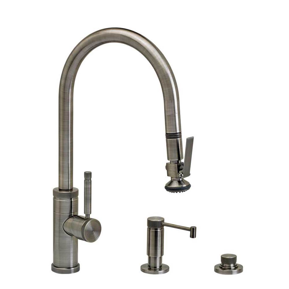 Industrial PLP Pulldown Faucet - Lever Sprayer - Angled Spout - 3pc. Suite