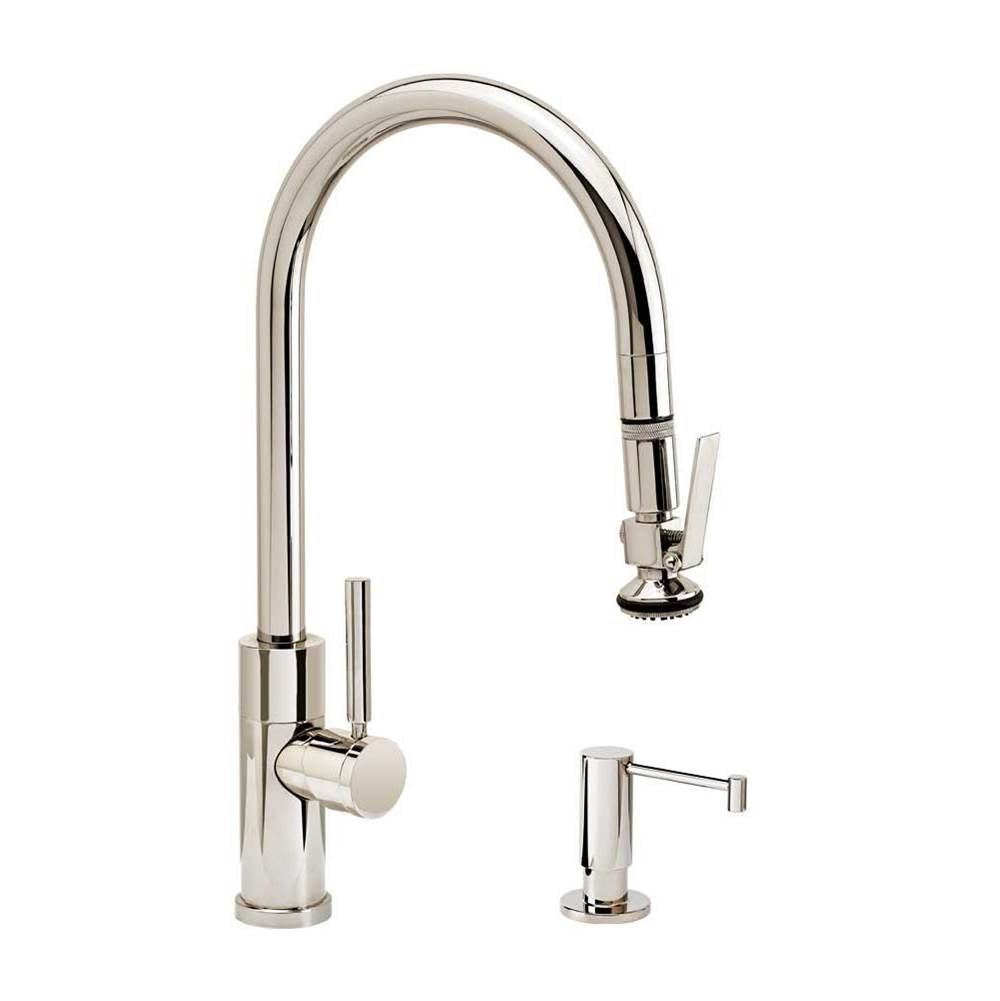 Modern PLP Pulldown Faucet - Lever Sprayer - Angled Spout - 2pc. Suite