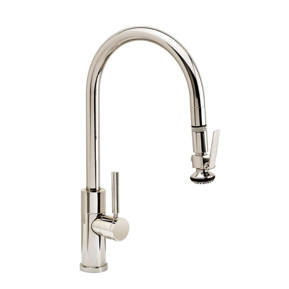 Modern PLP Pulldown Faucet - Lever Sprayer - Angled Spout