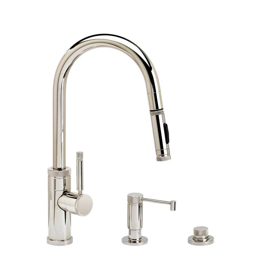 Industrial Prep Size PLP Pulldown Faucet - Toggle Sprayer - Angled Spout - 3pc. Suite