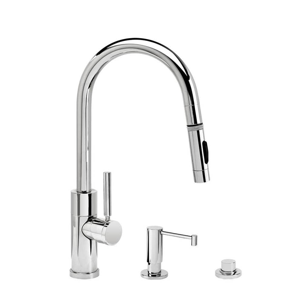 Modern Prep Size PLP Pulldown Faucet - Toggle Sprayer - Angled Spout - 3pc. Suite