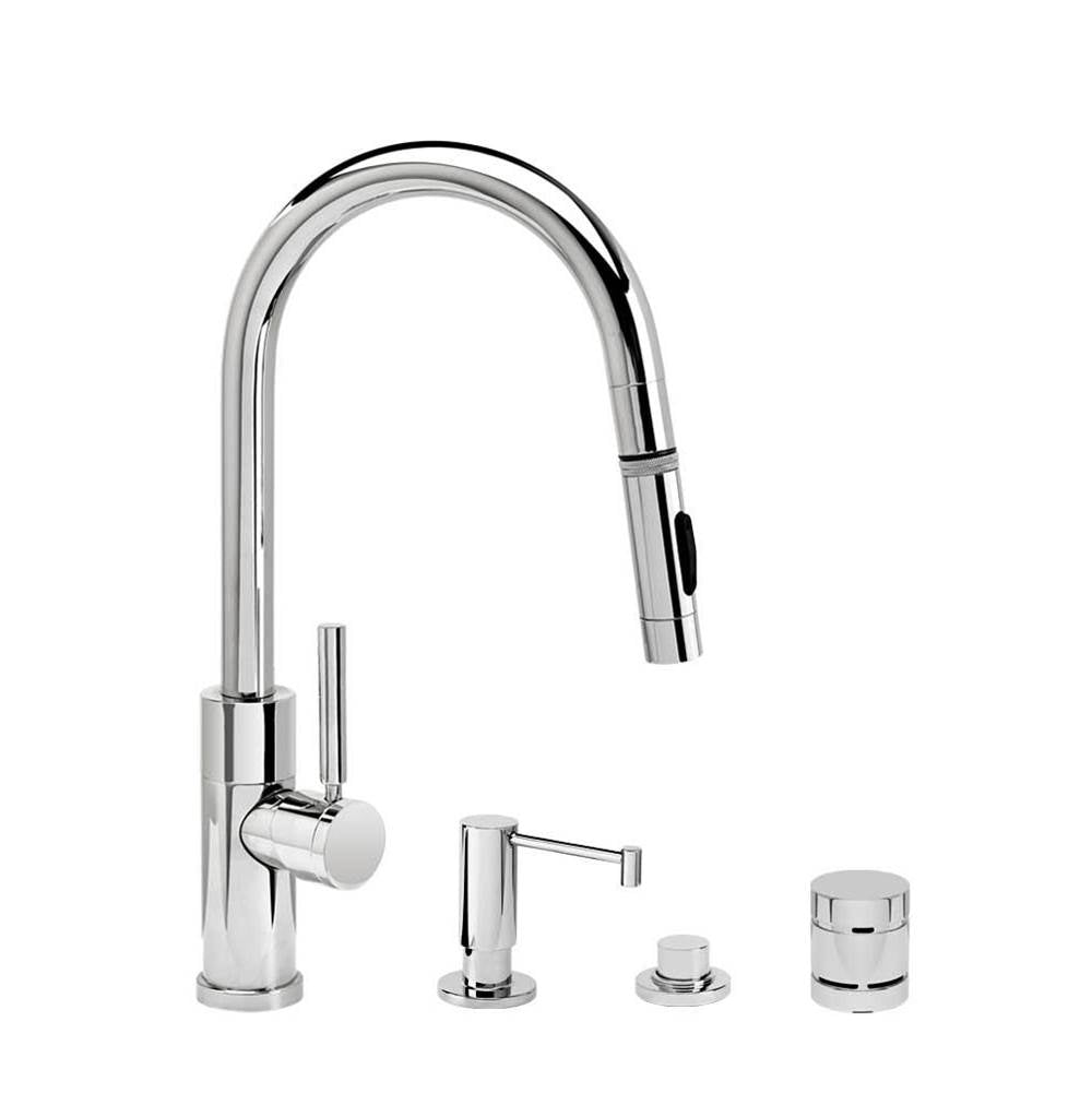 Modern Prep Size PLP Pulldown Faucet - Toggle Sprayer - Angled Spout - 4pc. Suite