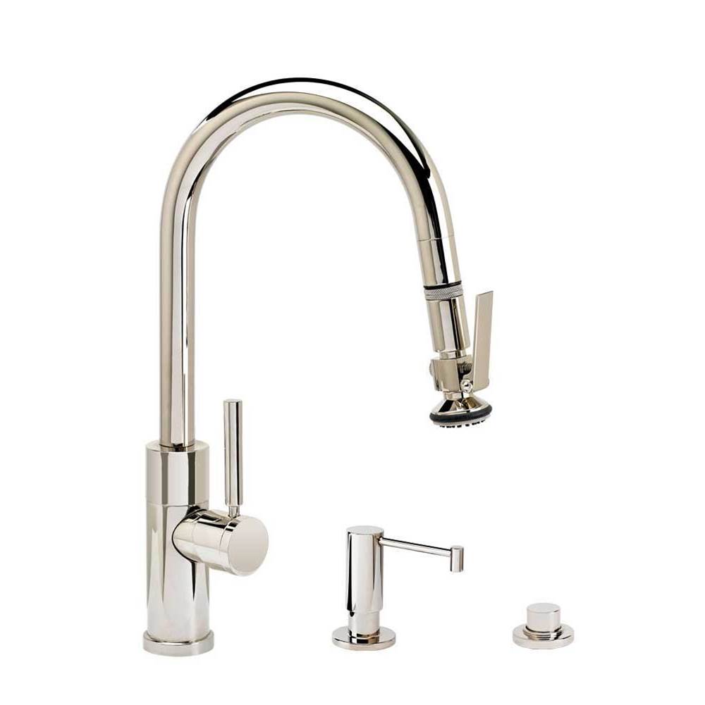 Modern Prep Size PLP Pulldown Faucet - Lever Sprayer - Angled Spout - 3pc. Suite