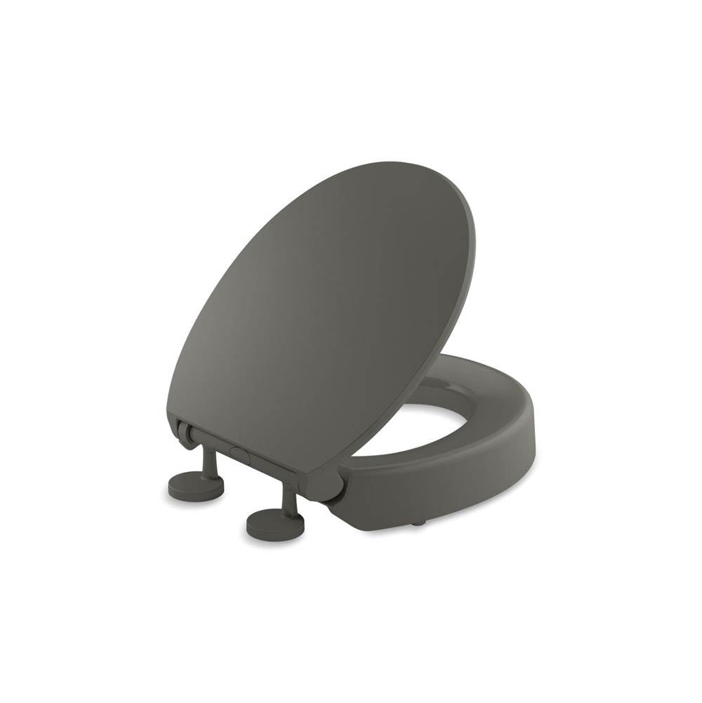 Elevated Quiet-Close round-front toilet seat