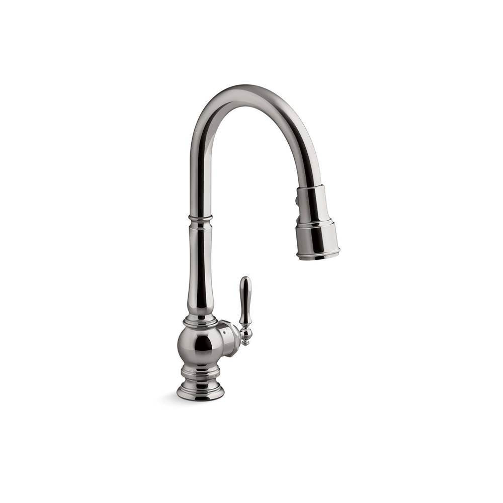 Artifacts  Touchless pull-down kitchen sink faucet with KOHLER  Konnect and three-function sprayhead