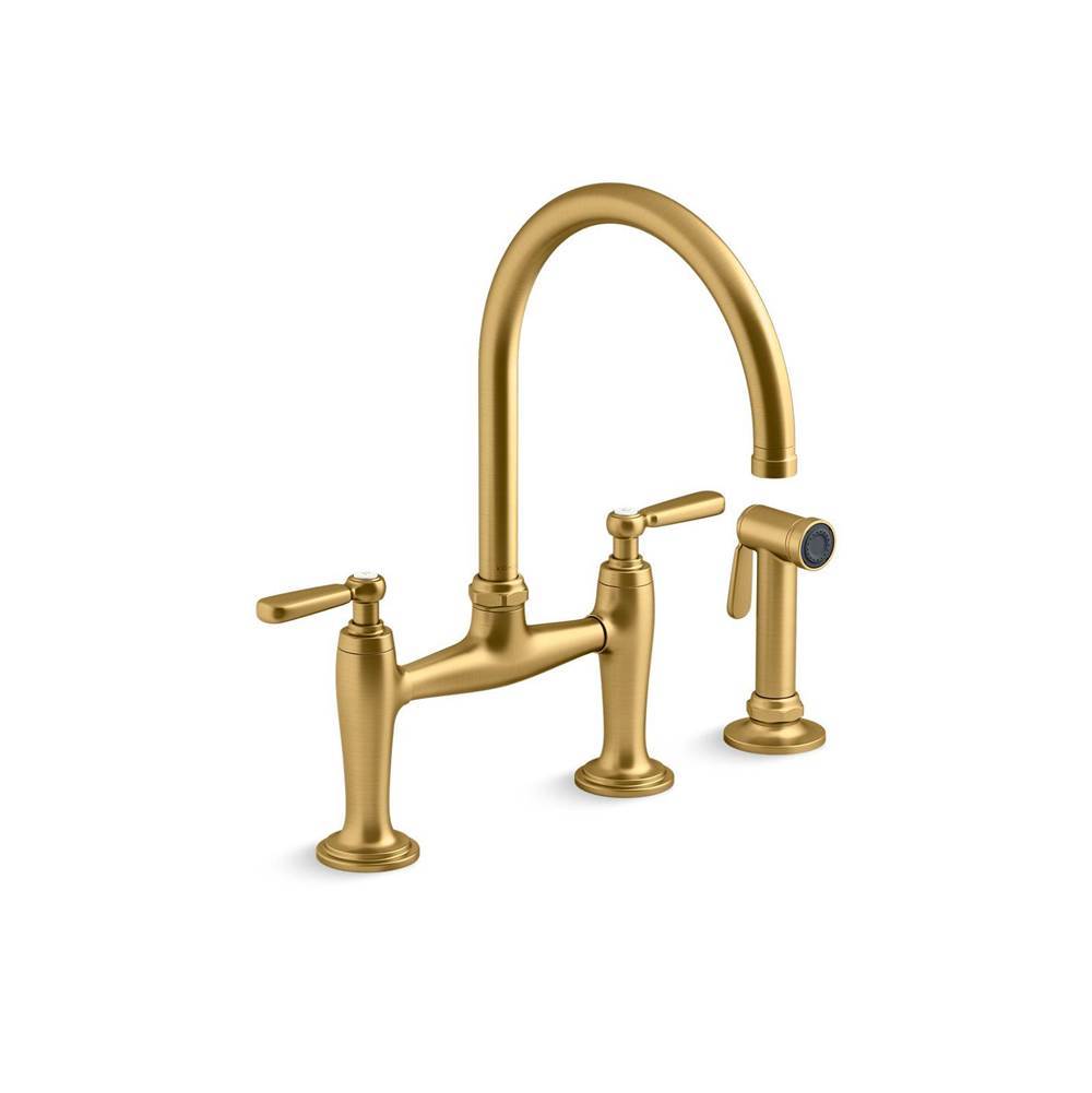 Edalyn by Studio McGee Two-hole bridge kitchen sink faucet with side sprayer
