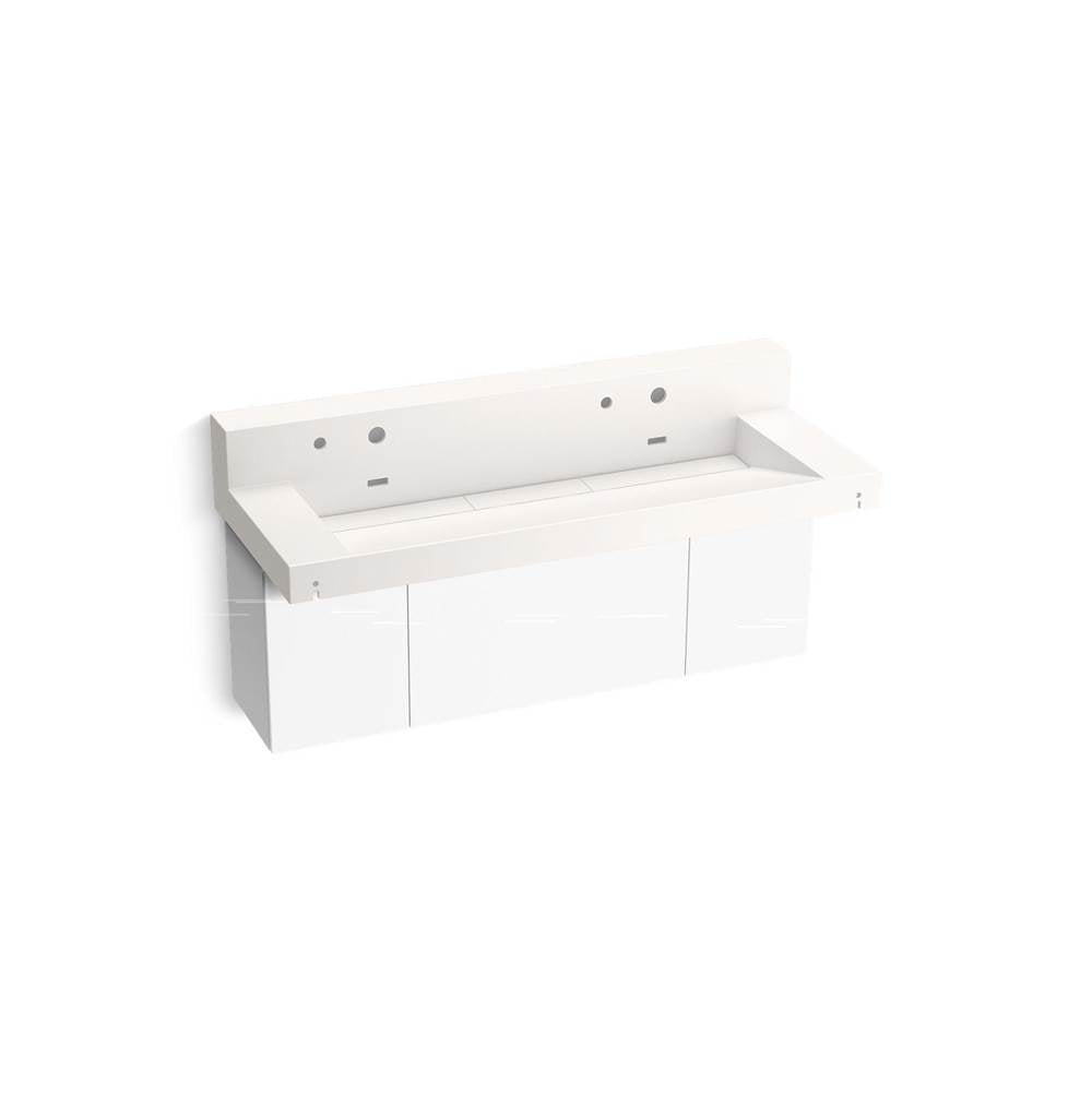 Constellation 60" wall-mount trough lavatory system with backsplash