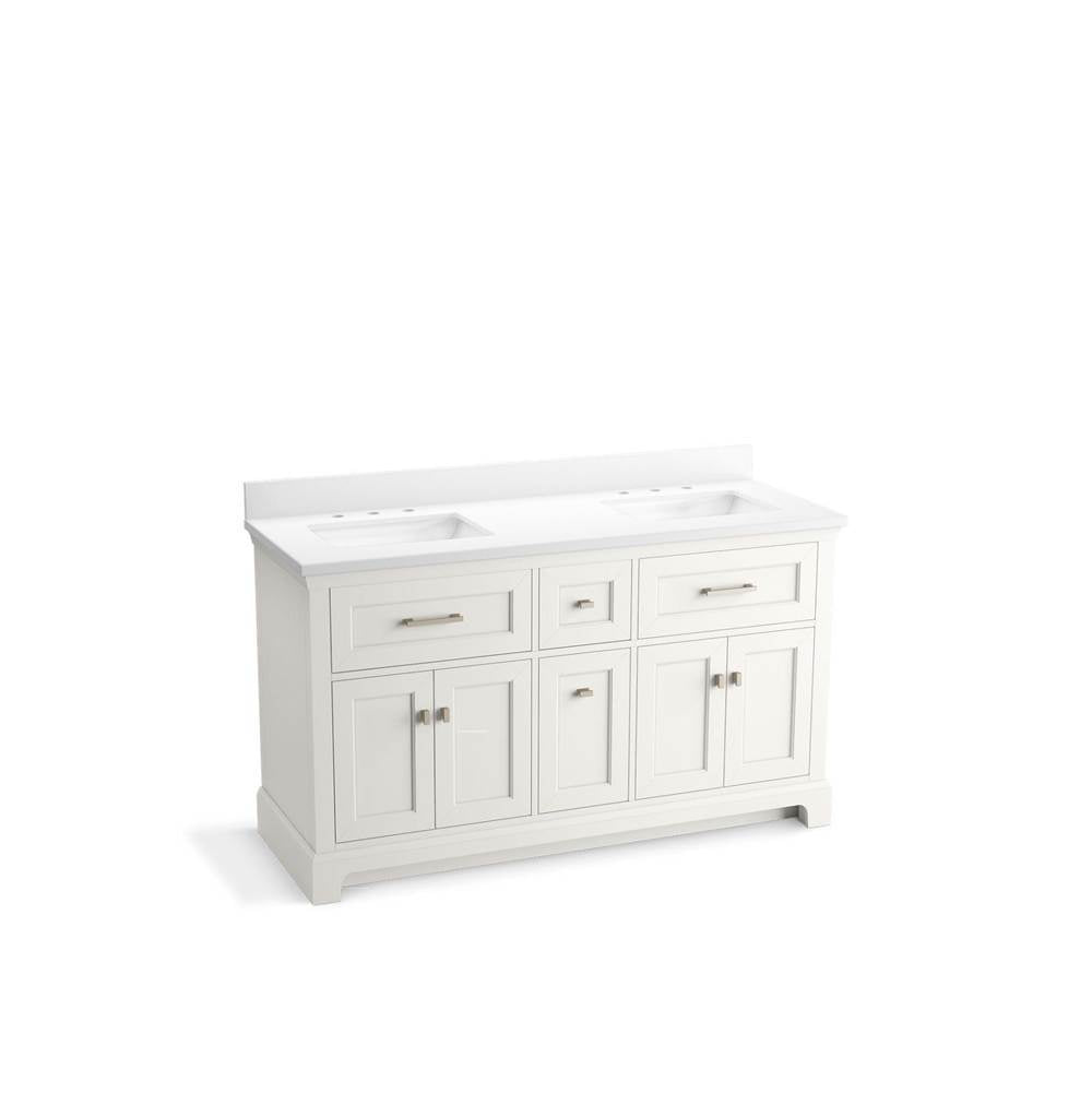 Charlemont 60" bathroom vanity cabinet with sinks and quartz top