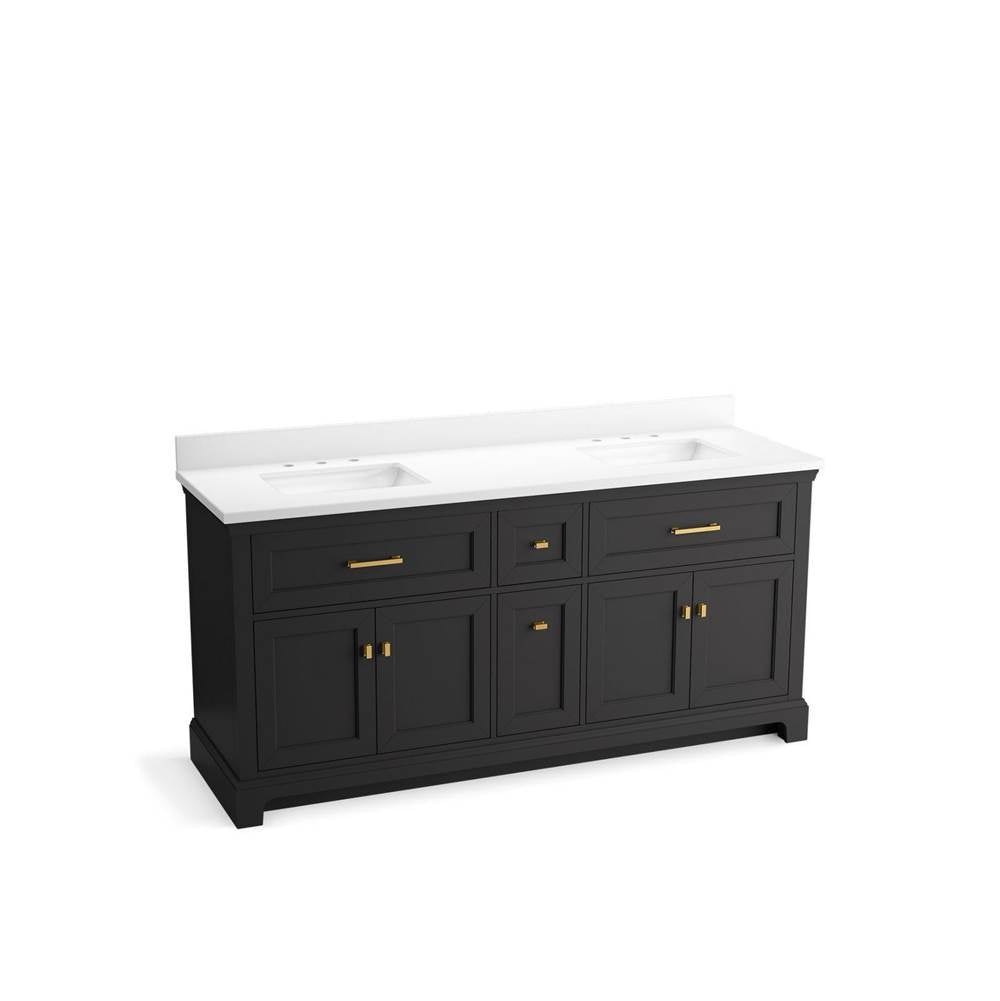 Charlemont 72" bathroom vanity cabinet with sinks and quartz top