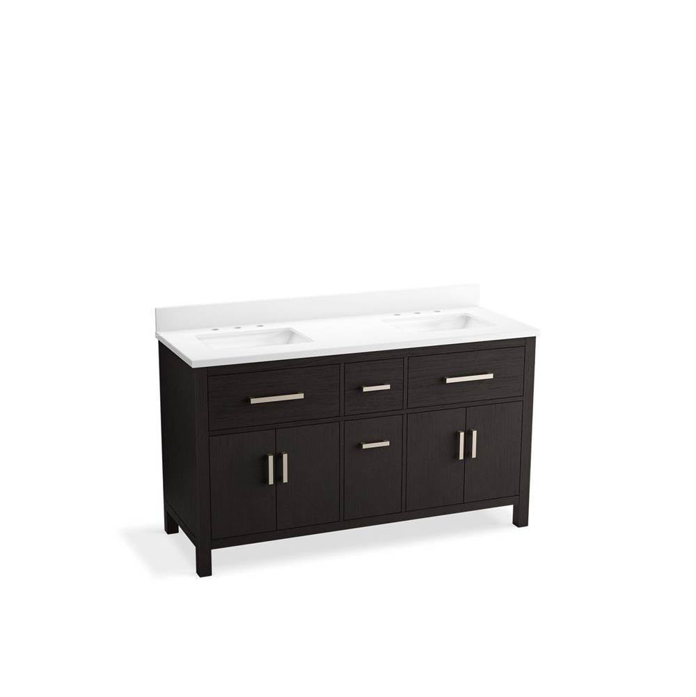 Kresla  60" bathroom vanity cabinet with sinks and quartz top