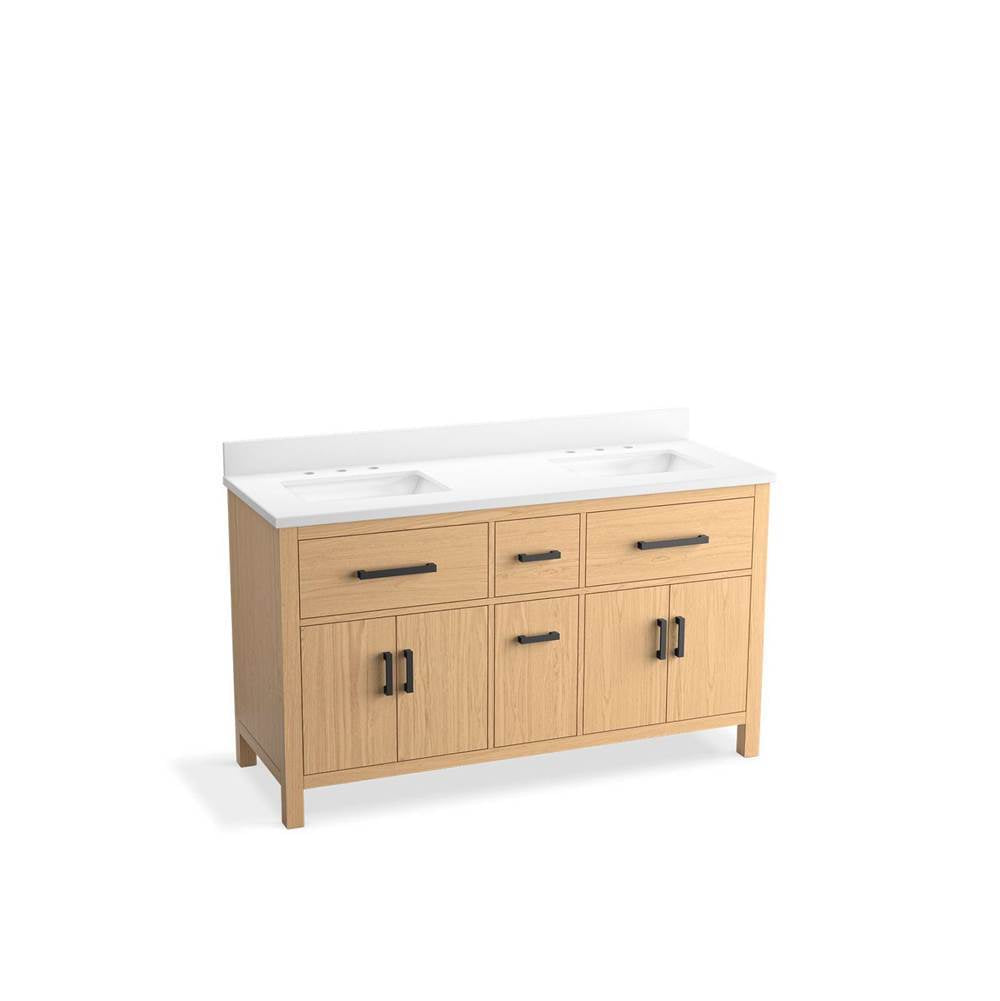 Kresla  60" bathroom vanity cabinet with sinks and quartz top