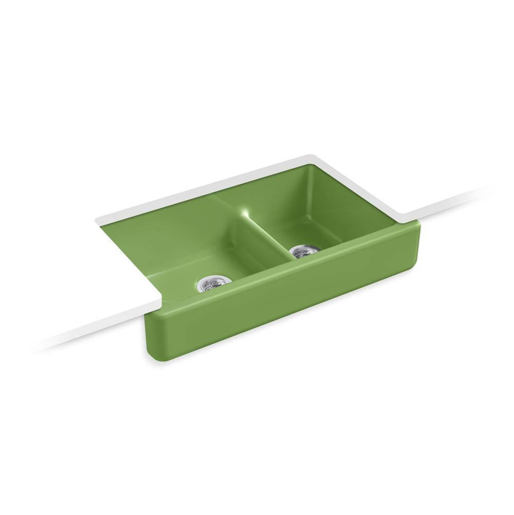 Whitehaven  Smart Divide  35-1/2" undermount double-bowl farmhouse kitchen sink with short apron