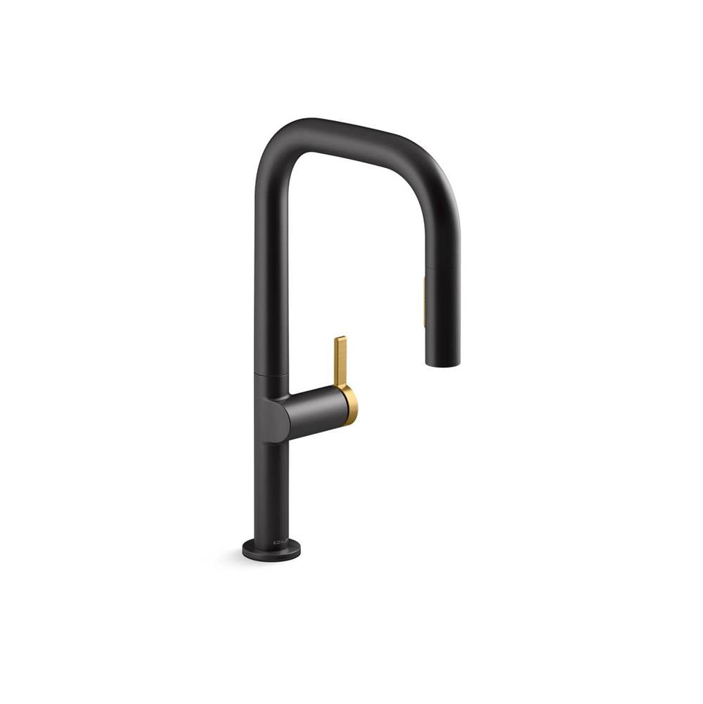 Components  Pull-down kitchen sink faucet with two-function sprayhead