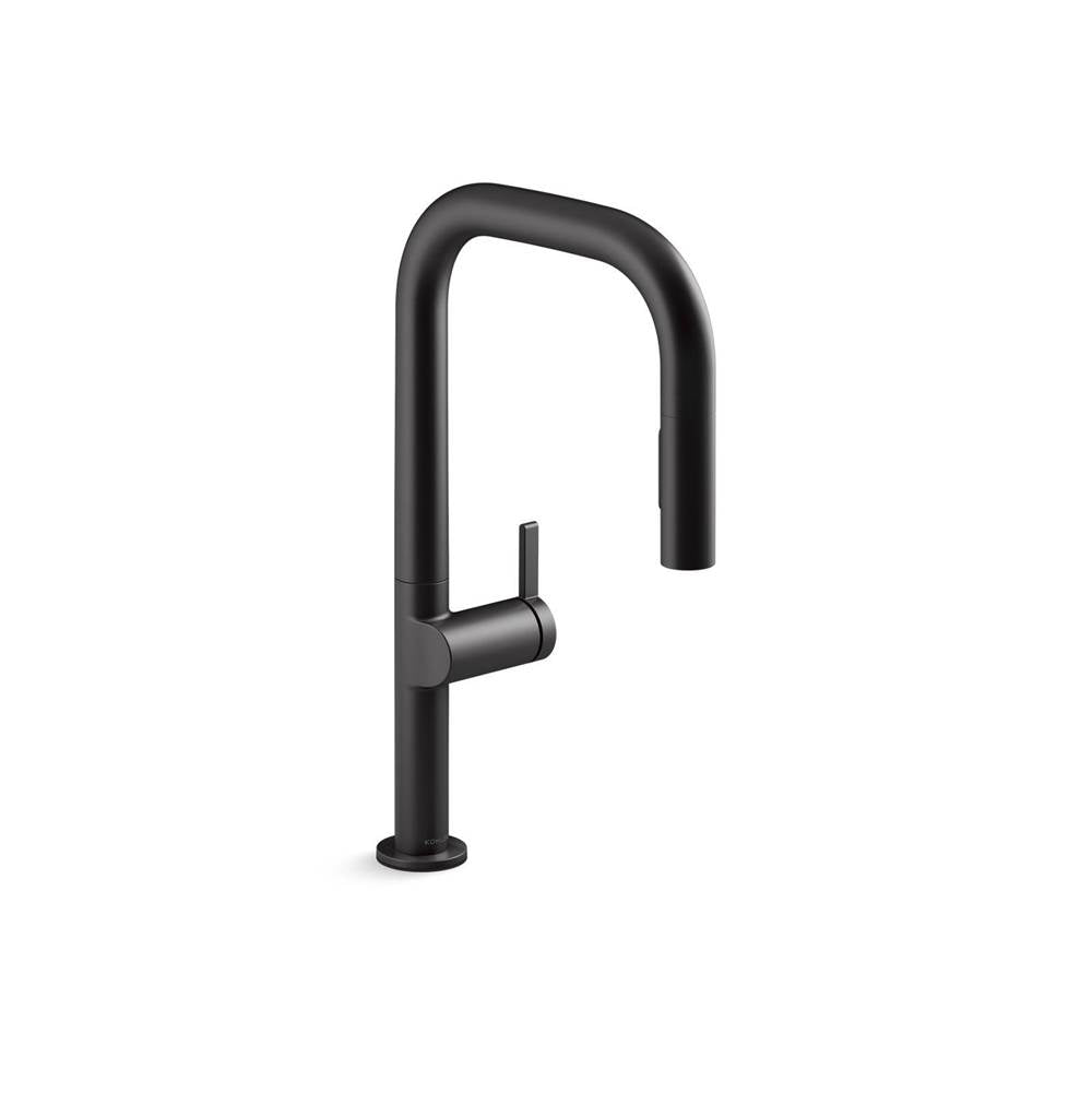 Components  Pull-down kitchen sink faucet with two-function sprayhead