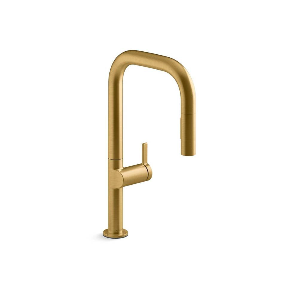 Components  Pull-down kitchen sink faucet with two-function sprayhead