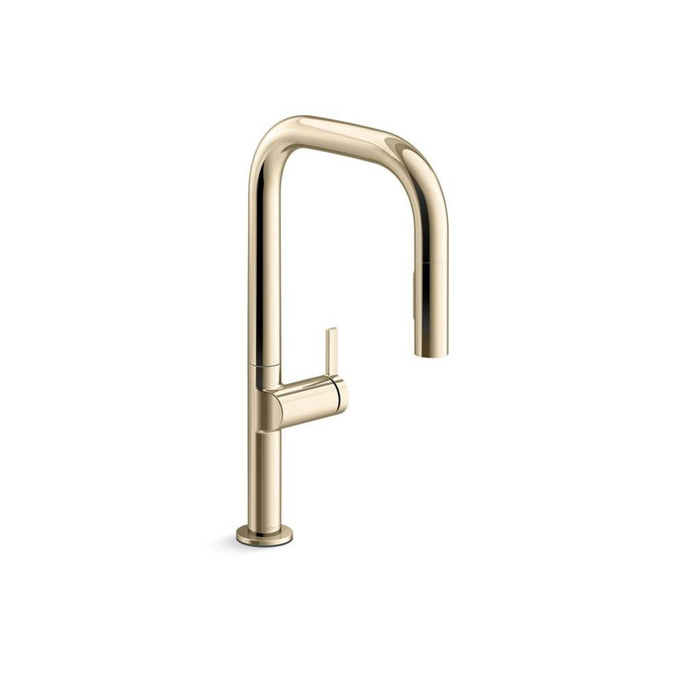 Components  Pull-down kitchen sink faucet with two-function sprayhead