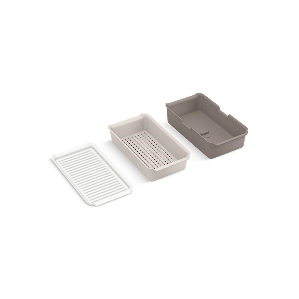 Three-piece workstation sink accessory set