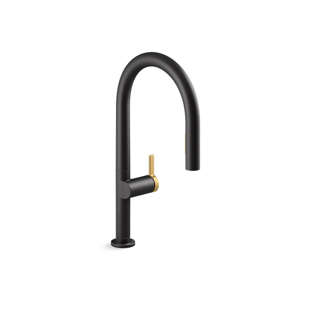 Components  Pull-down kitchen sink faucet with two-function sprayhead