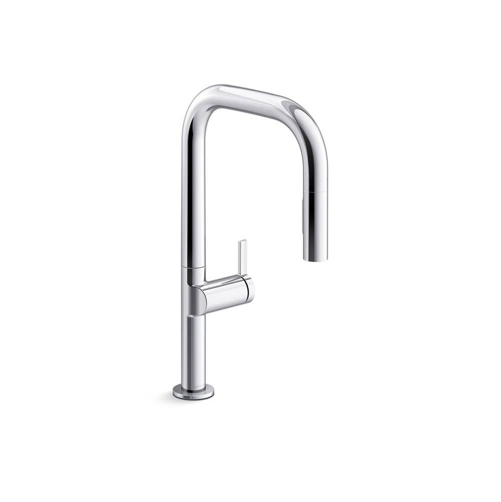 Components  Pull-down kitchen sink faucet with two-function sprayhead