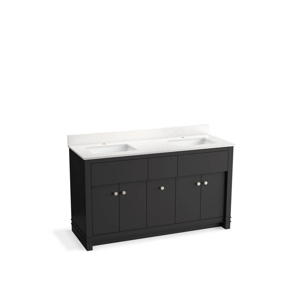 Alouette 60" bathroom vanity cabinet with sinks and quartz top