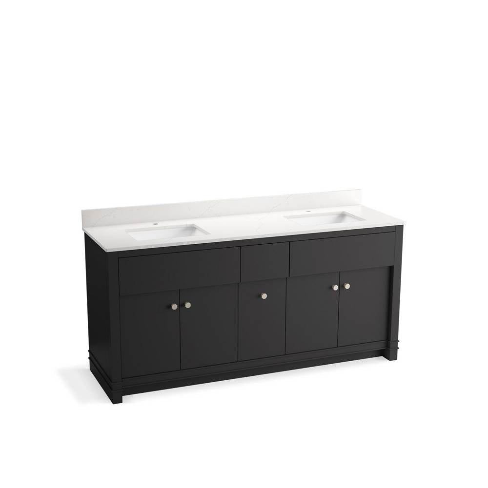 Alouette 72" bathroom vanity cabinet with sinks and quartz top