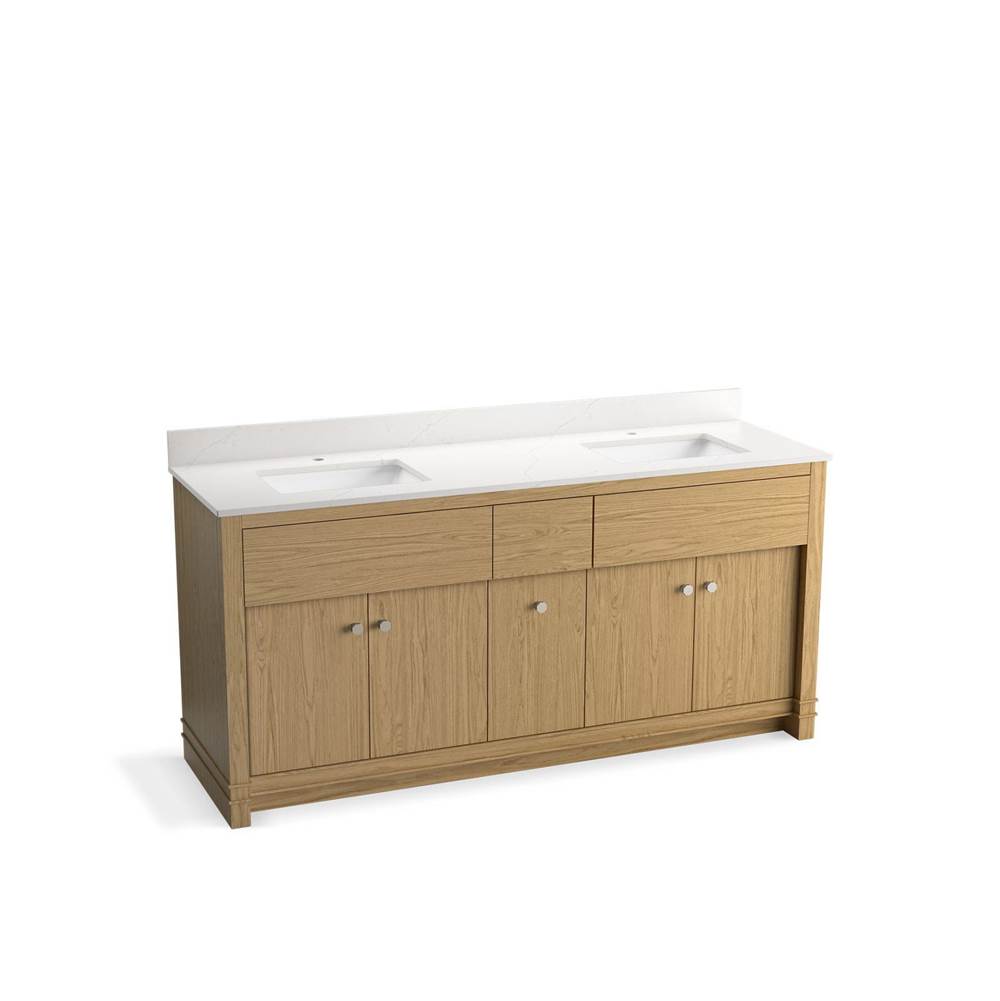 Alouette 72" bathroom vanity cabinet with sinks and quartz top