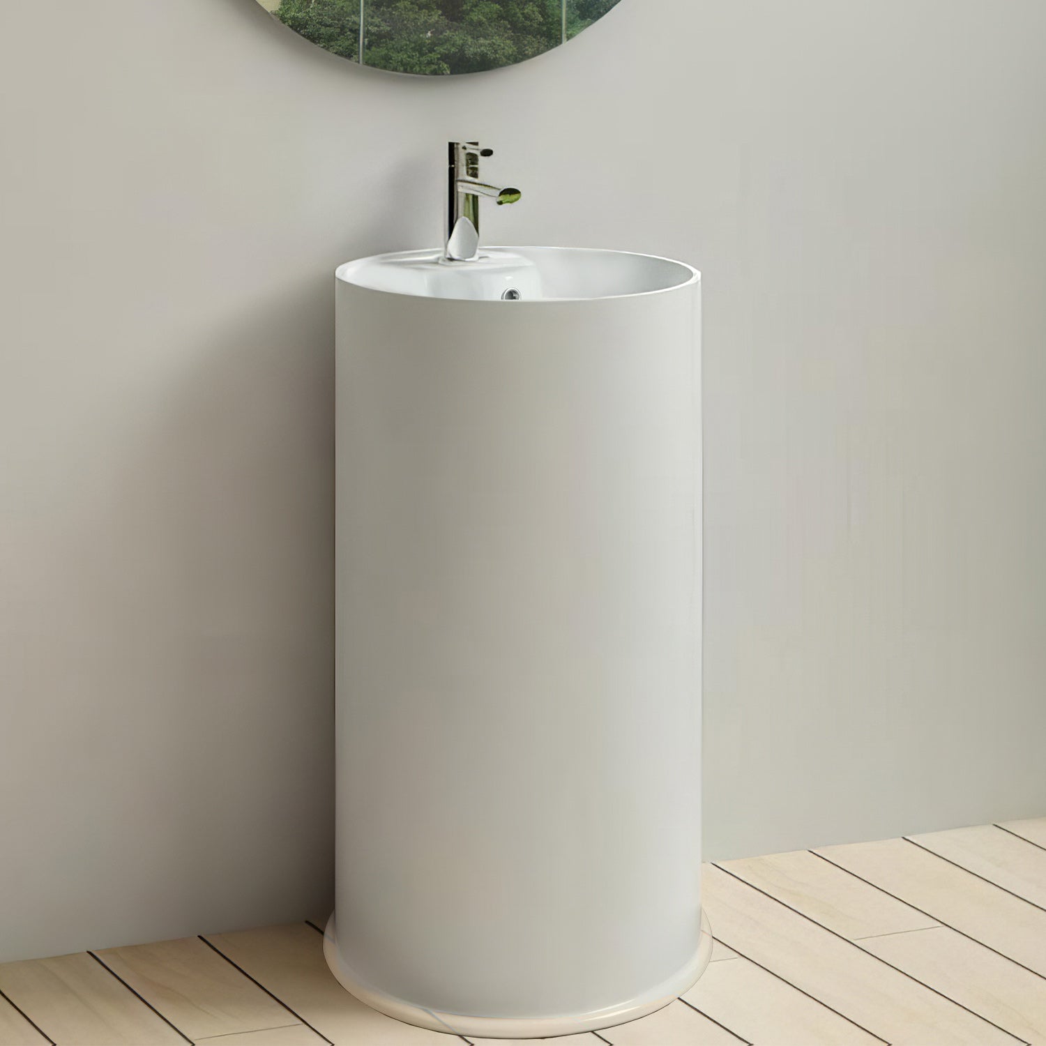 Britannia Freestanding Cylindrical Shaped Bathroom Basin with Single Faucet Hole Drill