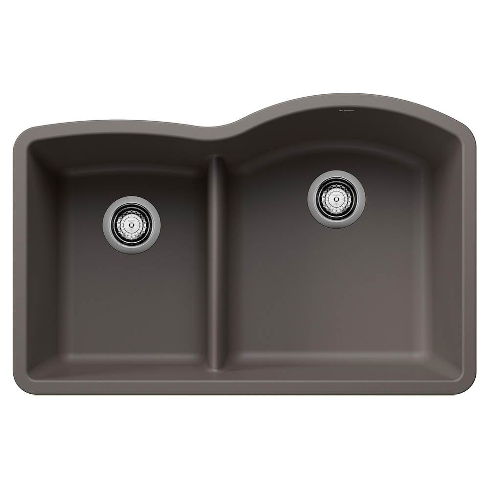 Diamond SILGRANIT 32" 40/60 Reverse Double Bowl Undermount Kitchen Sink with Low Divide - Volcano Gray