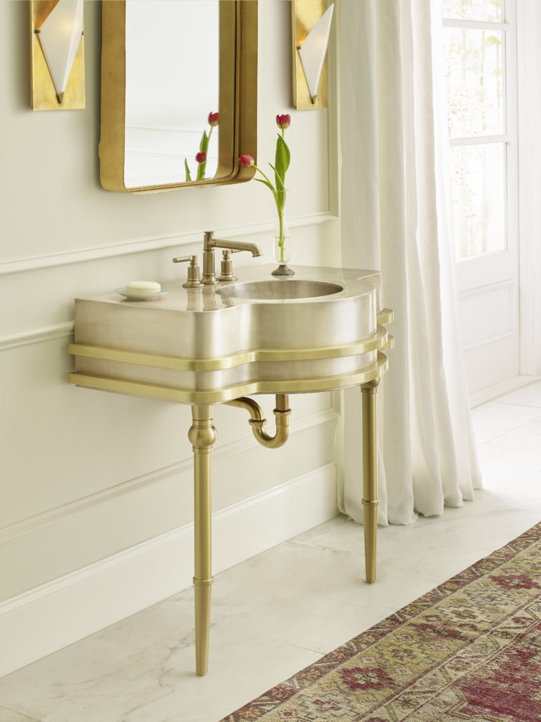Thompson Traders KCV32 Quintana Vanities & Pedestals Sink in Satin Brass & Burnished Nickel
(Smooth)