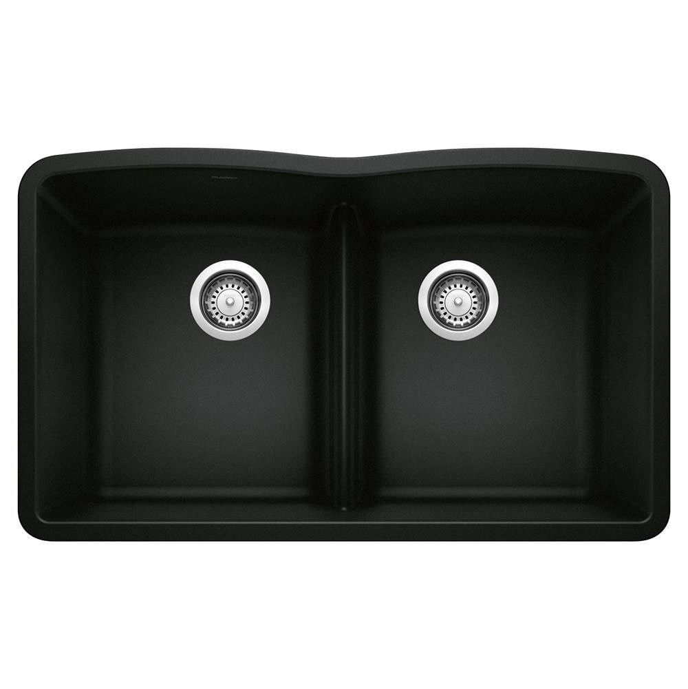 Diamond SILGRANIT 32" 50/50 Double Bowl Undermount Kitchen Sink with Low Divide - Coal Black