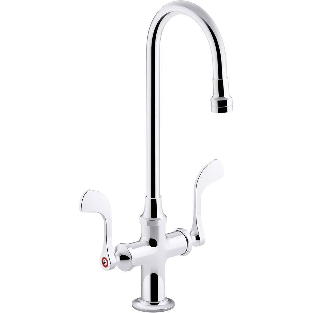 Triton  Bowe  0.5 gpm monoblock gooseneck bathroom sink faucet with laminar flow and wristblade handles, drain not included